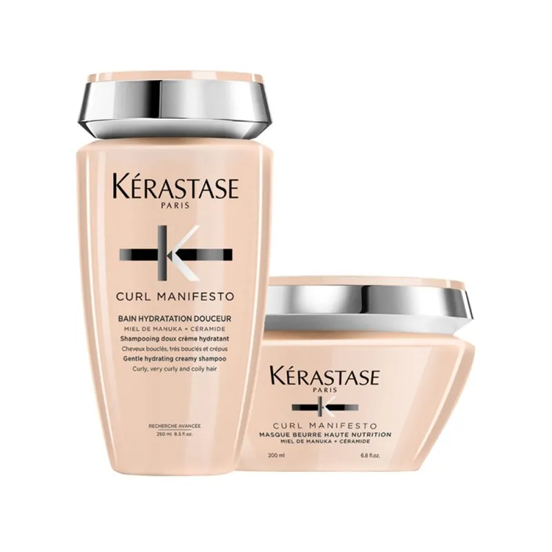 Kerastase Curl Manifesto Bain Hydratation Doucheur+Masque 250+200ml shampoo+maschera idratanti capelli ricci crespi