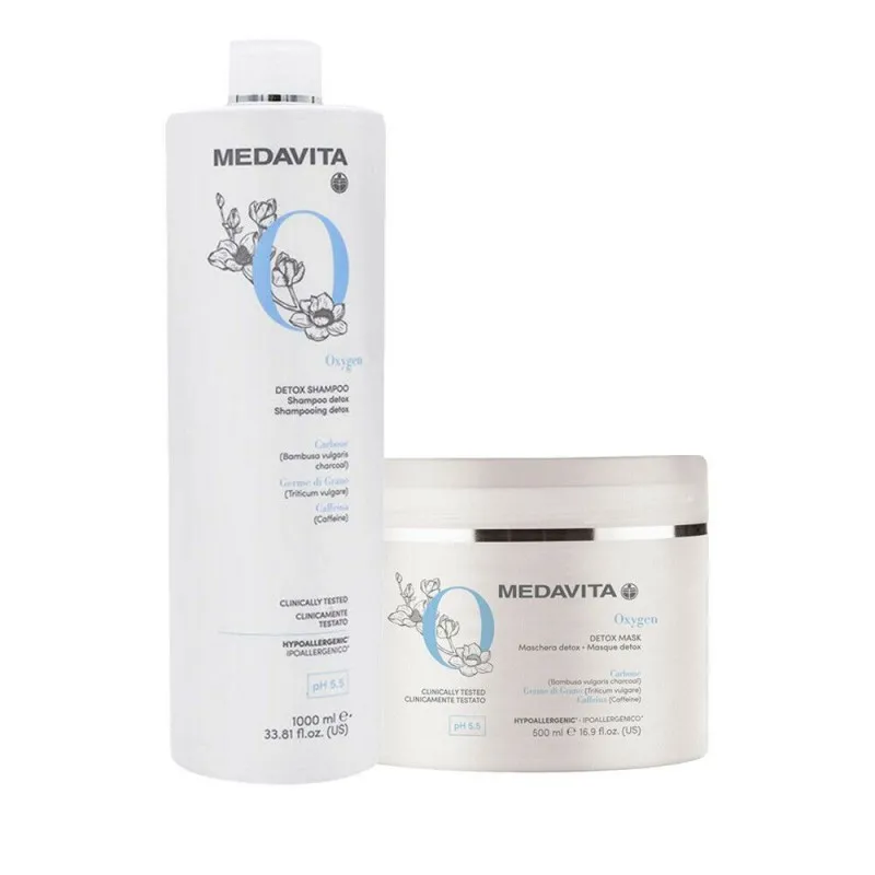 Medavita Oxygen Detox Shampoo+Mask 1000+500ml - kit detossinante capelli e cute stressati
