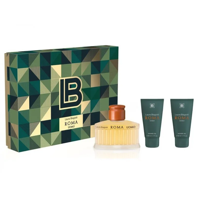 LAURA BIAGIOTTI ROMA UOMO SET REGALO EAU DE TOILETTE SPRAY 75 ML+SHOWER GEL X2 50 ML