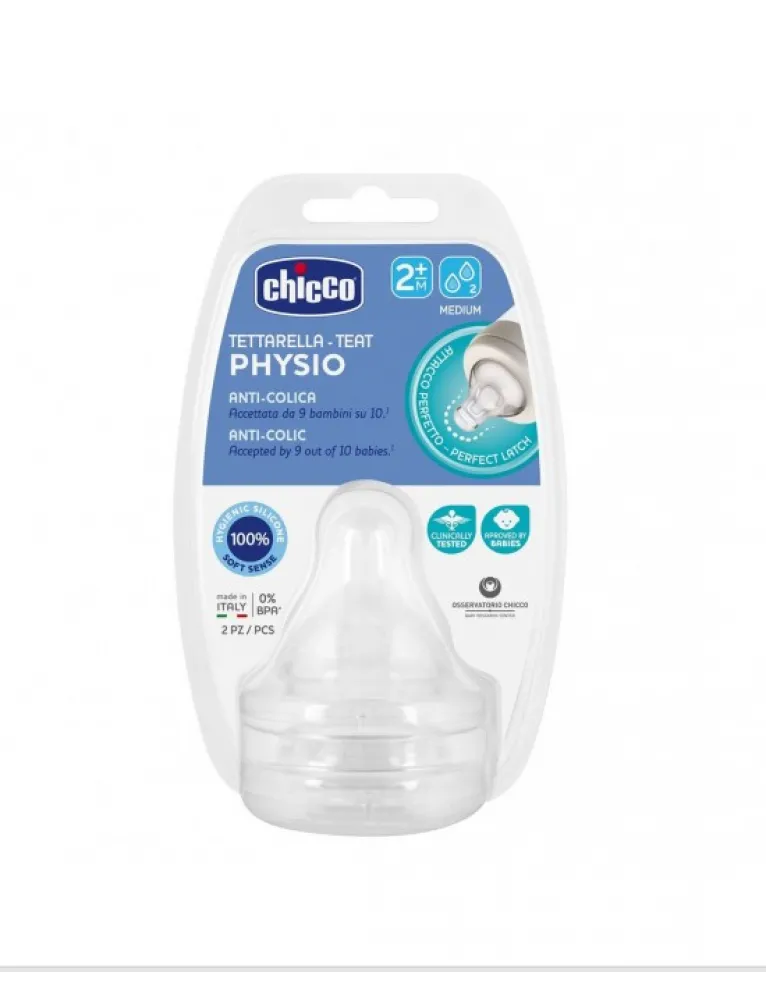 Chicco Tettarella Silicone Perfect 5 Flusso Medio 2 Fori 2 mesi+ 2 pezzi