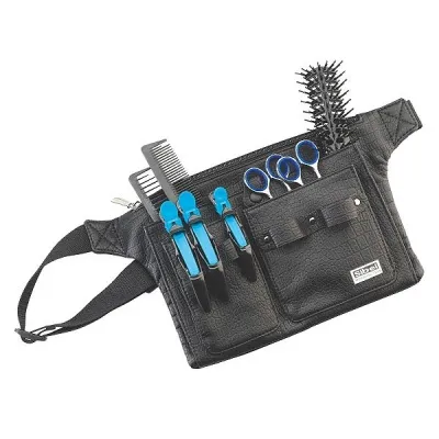 Sibel Belt 3 Fodero Nero con Motivo Coccodrillo Vari Scomparti