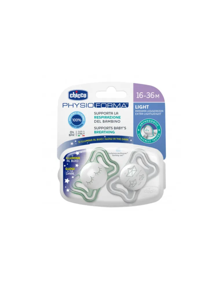 Chicco Succhietto Air Luminoso Grigio 16-36 mesi 2 Pezzi