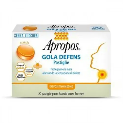 Apropos Gola Defens Pro Gusto Arancia Senza Zucchero - Flacone 20 Pastiglie
