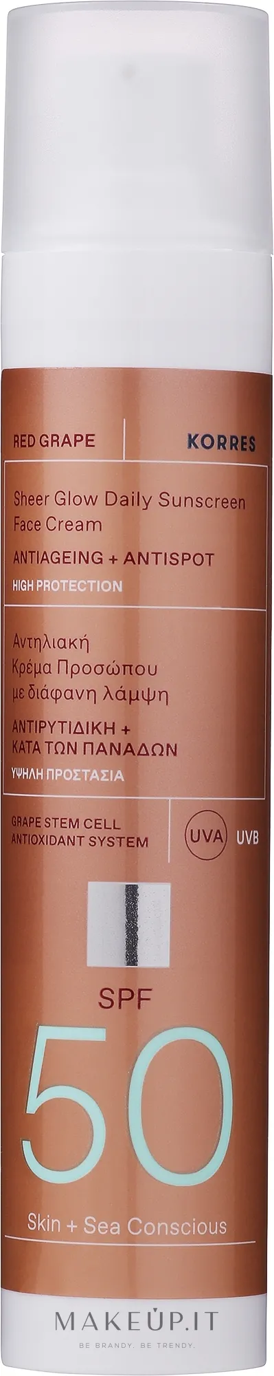 Crema solare viso all'uva rossa, SPF 50