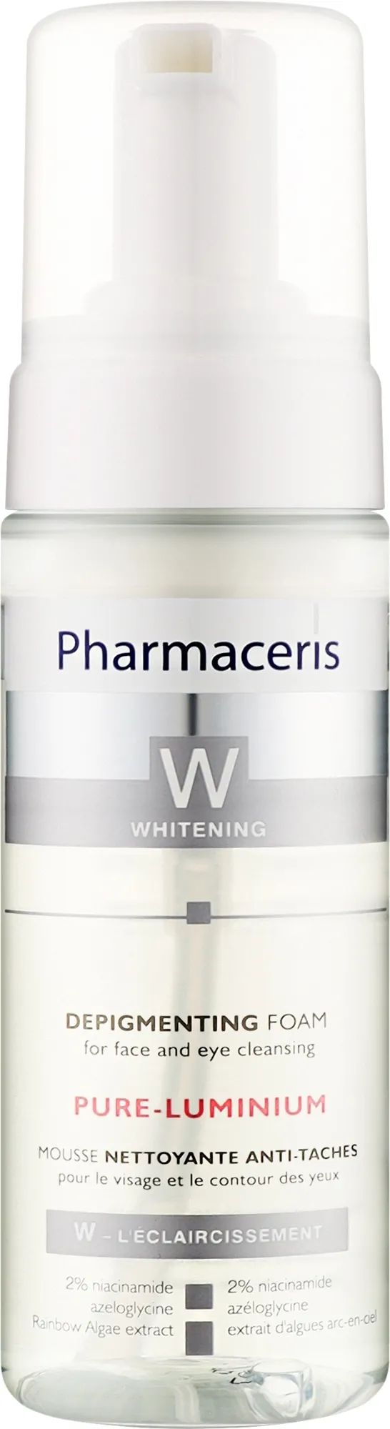 Schiuma schiarente per la pulizia del viso e del contorno occhi