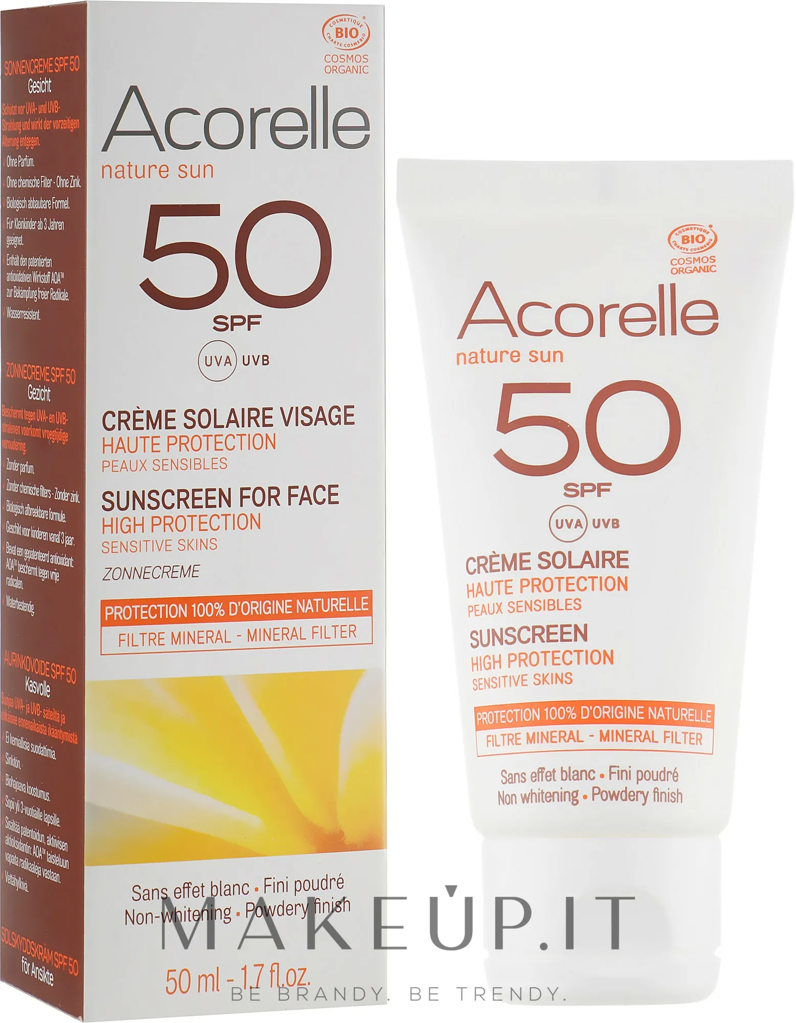 Crema solare viso con effetto cipria