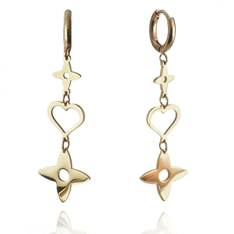 Orecchini pendenti in acciaio inox placcato oro, KST3106