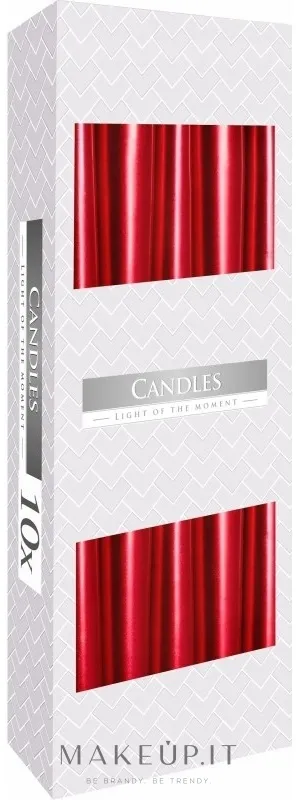 Set candele da tavolo 245x23 mm, 10 pz, rosso metallizzato