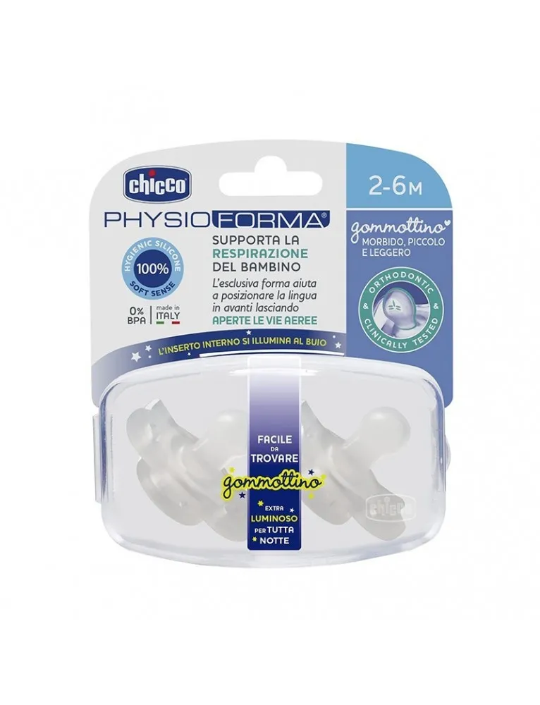 Chicco Gommottino PhysioForma 2 Succhietti In Silicone 2-6 Mesi