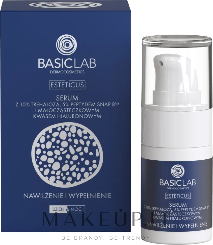 Siero attivo con 10% trealosio, 5% peptide SNAP-8 e acido ialuronico a basso peso molecolare