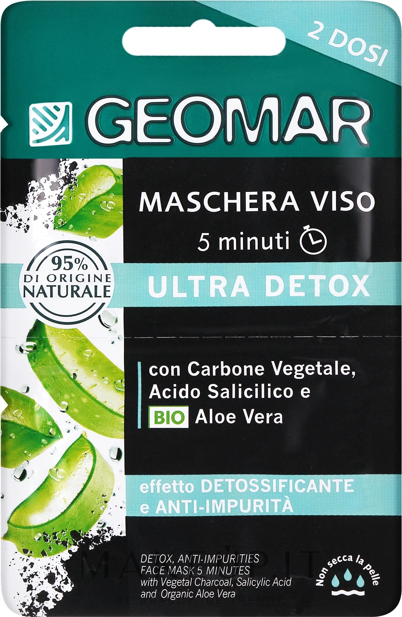 Maschera viso detox con argilla nera e aloe bio