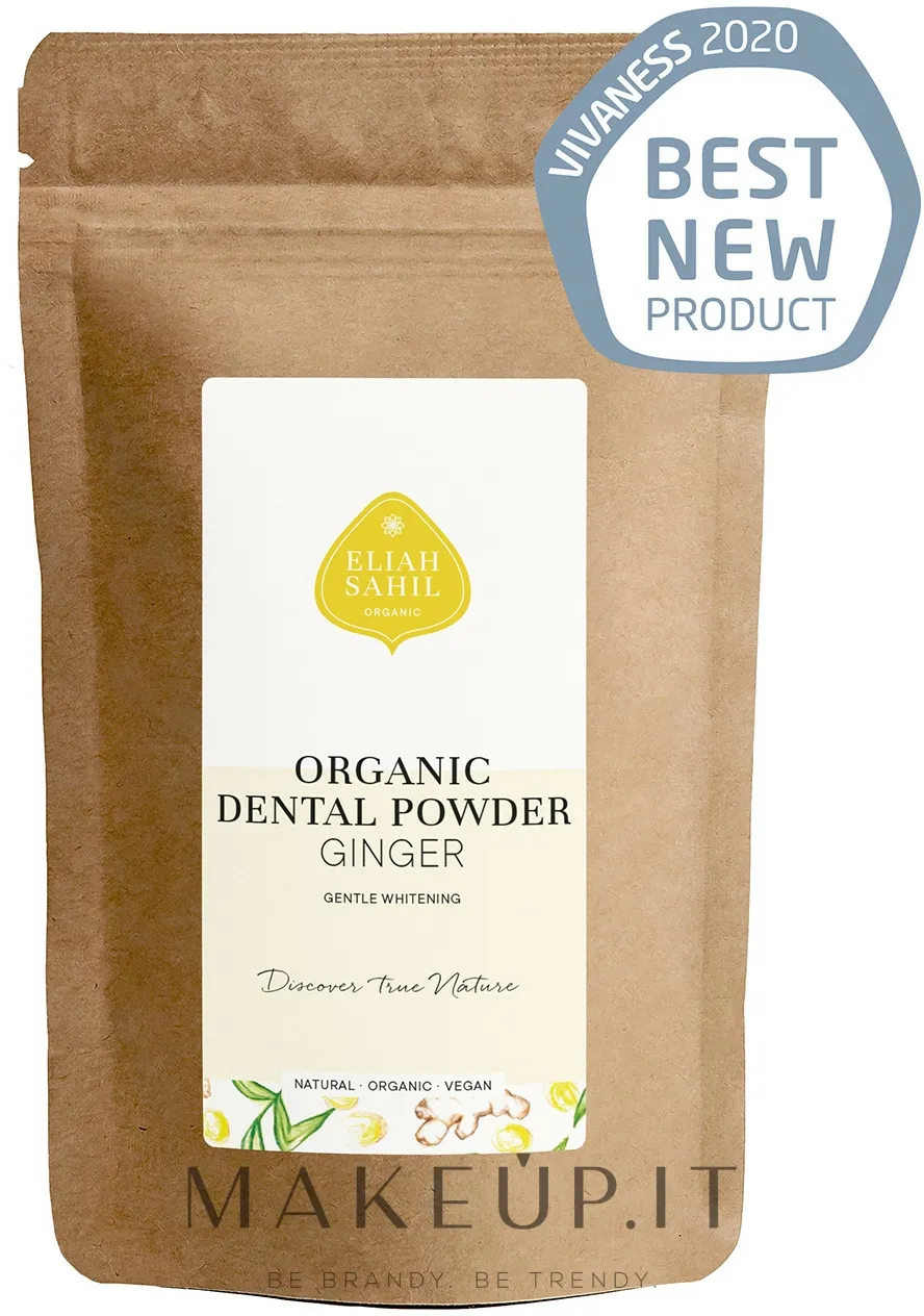 Polvere organica con zenzero per denti