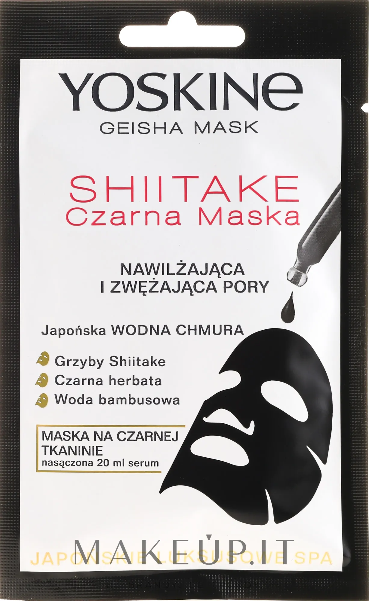 Maschera viso in tessutto nero, idratante e restringimento pori