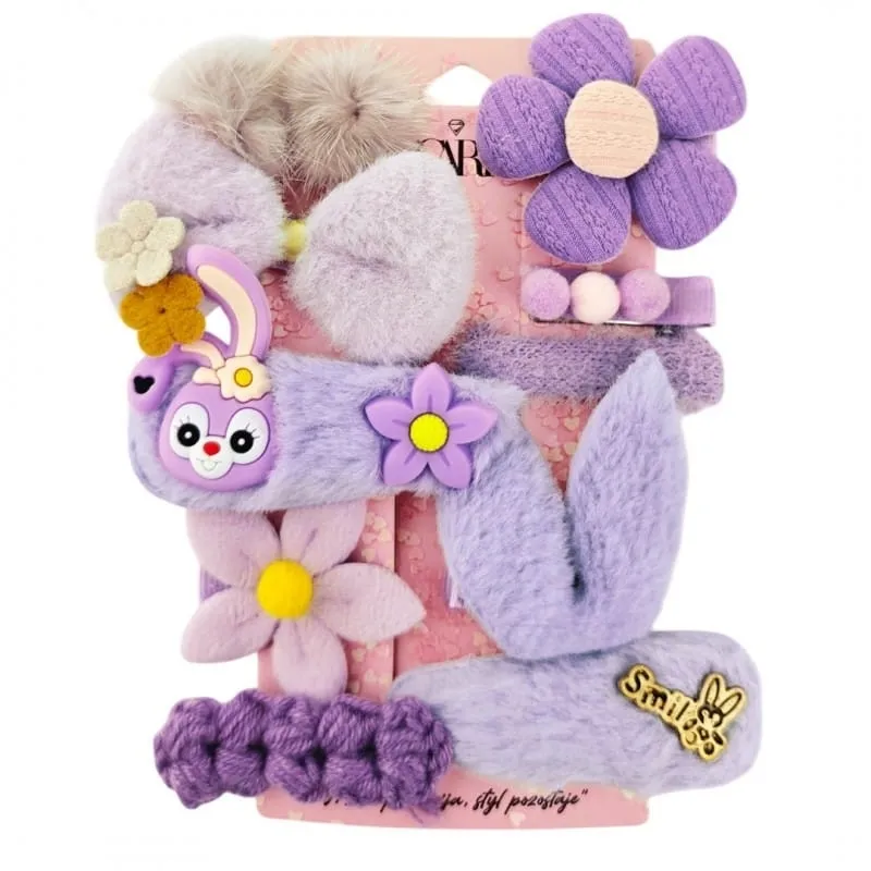 Set di fermagli per capelli, soffici viola, SP409, 10 pz
