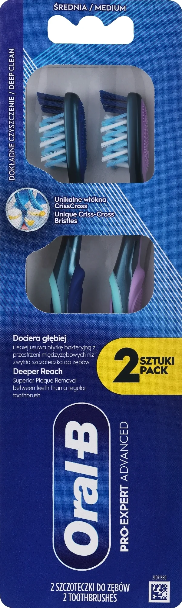 Set di spazzolini da denti "Tutto in uno", media durezza, blu + rosa