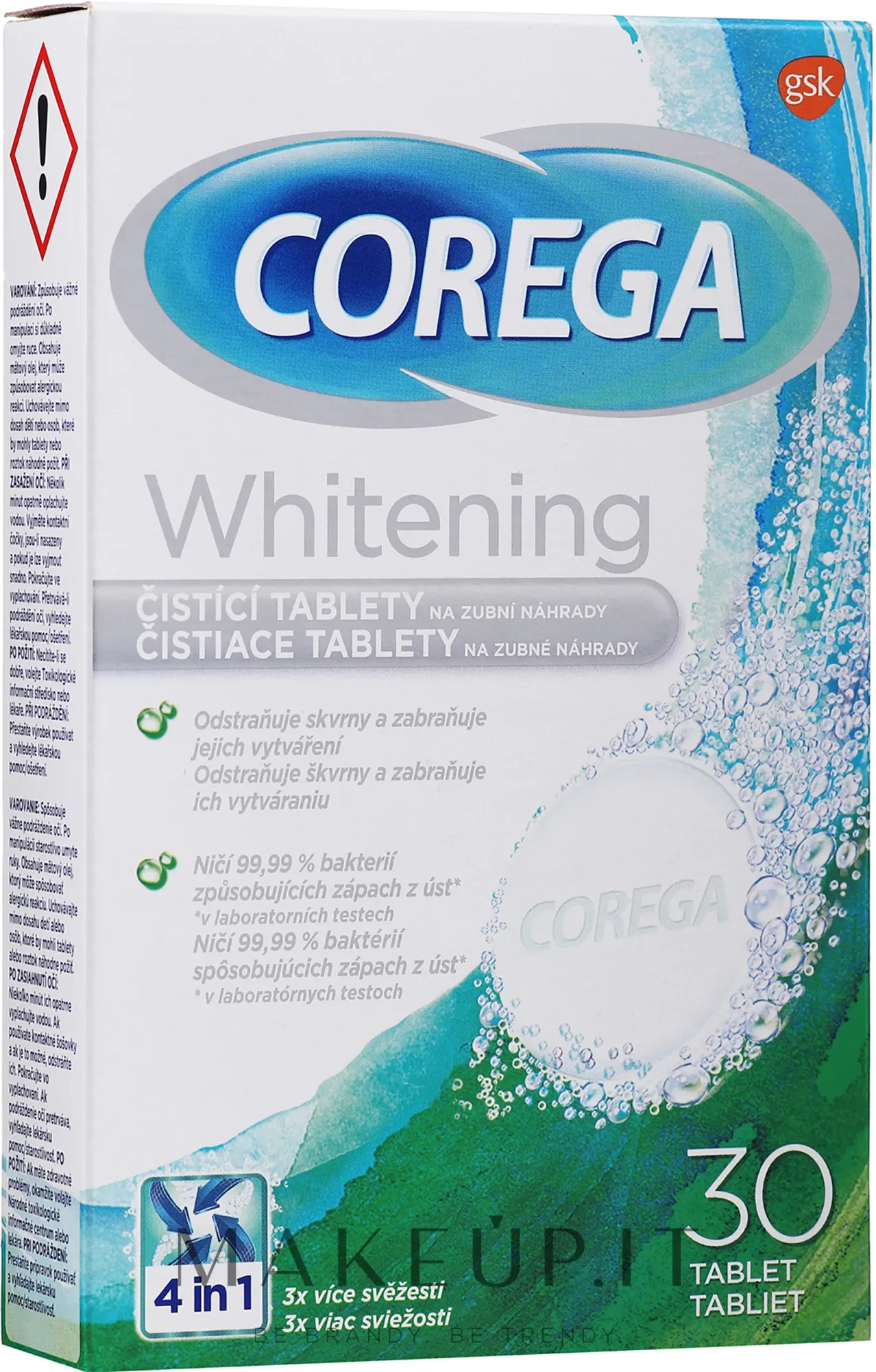 Compresse attive detergenti per protesi attive