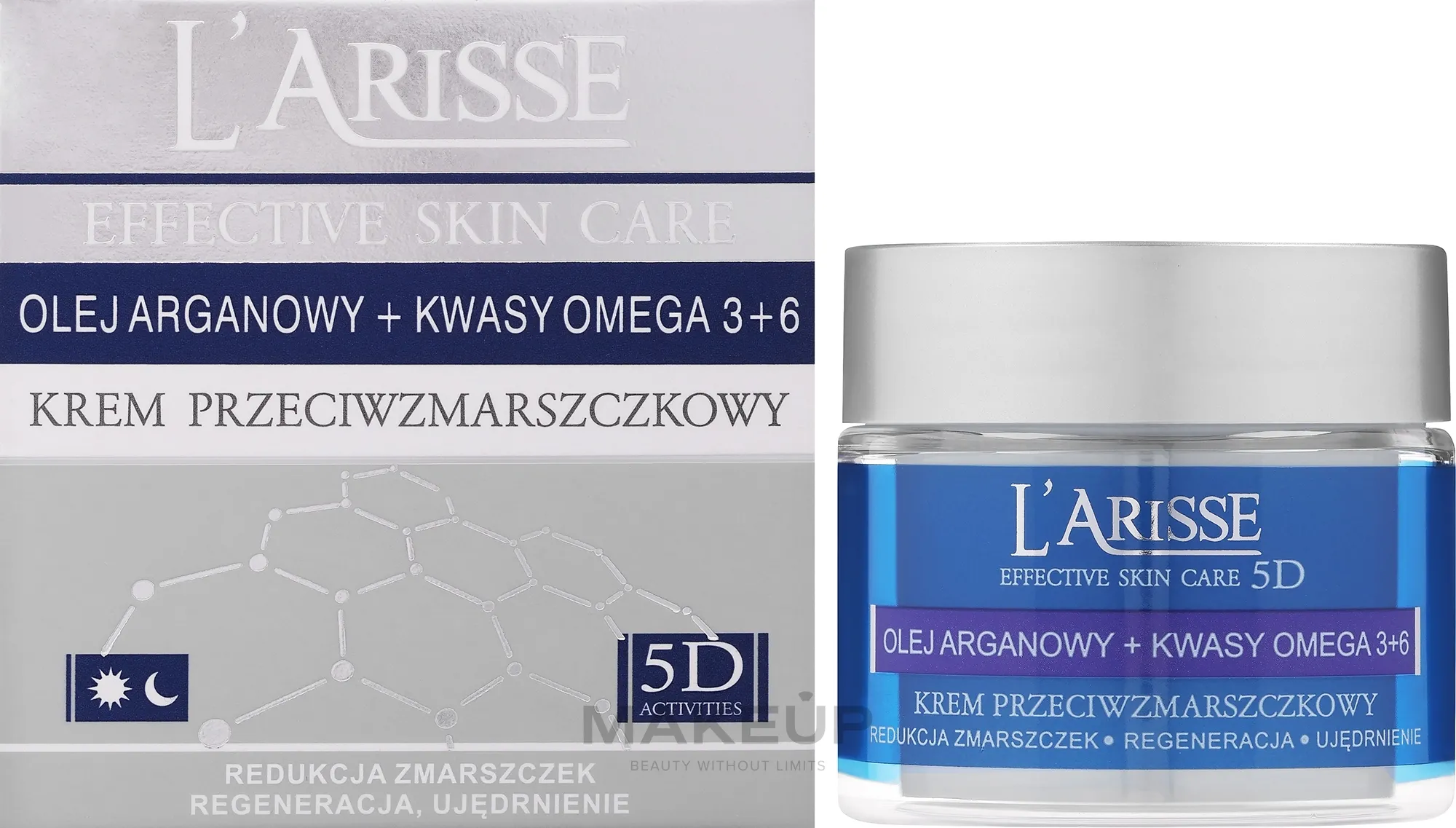 Crema viso antirughe all'olio di argan e omega 3 e 6, 65+