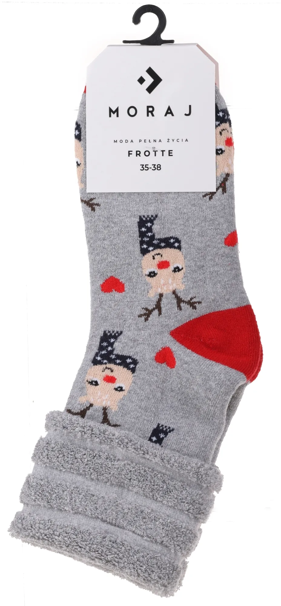 Calzini caldi "Capodanno", grigi con cervo e tallone rosso