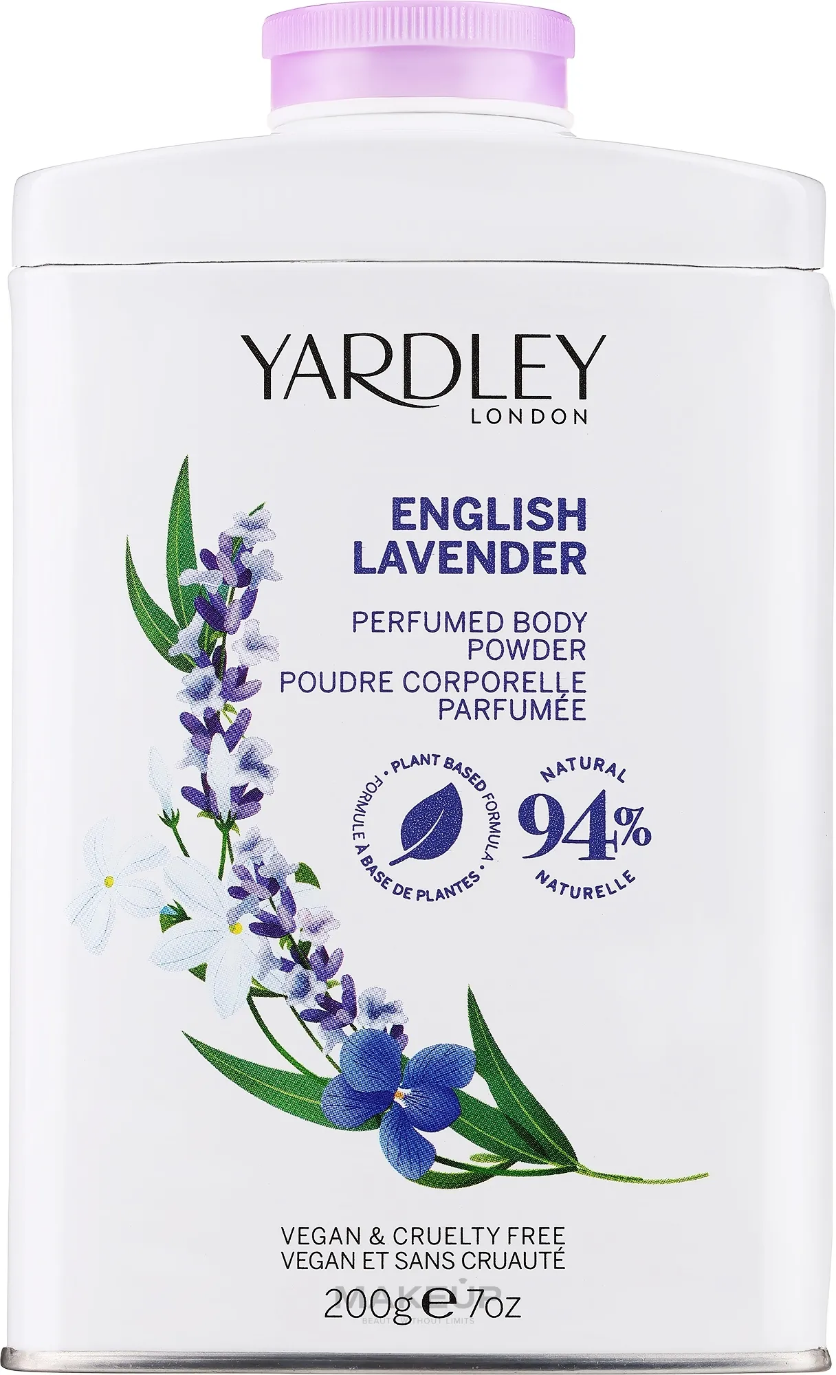 Yardley English Lavender Perfumed Body Powder 94% Natural