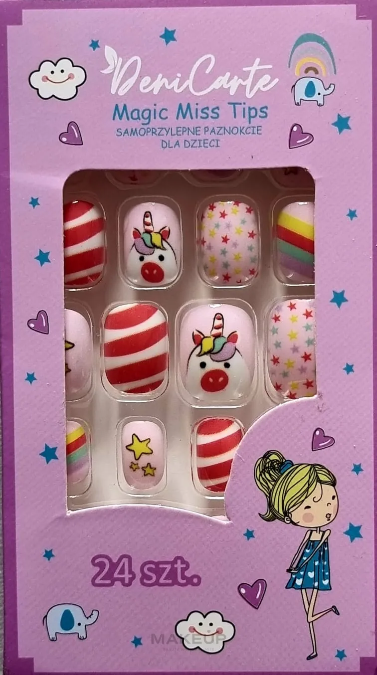 Unghie finte per bambini "Unicorno, stelle e strisce", 958
