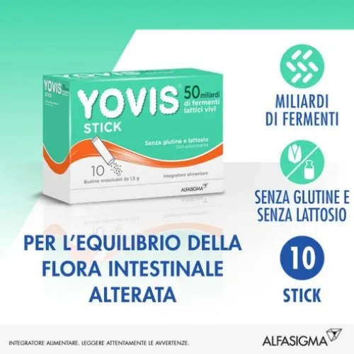 Yovis Stick 10 buste -  Integratore con miliardi di fermenti per l'equilibrio della flora intestinale