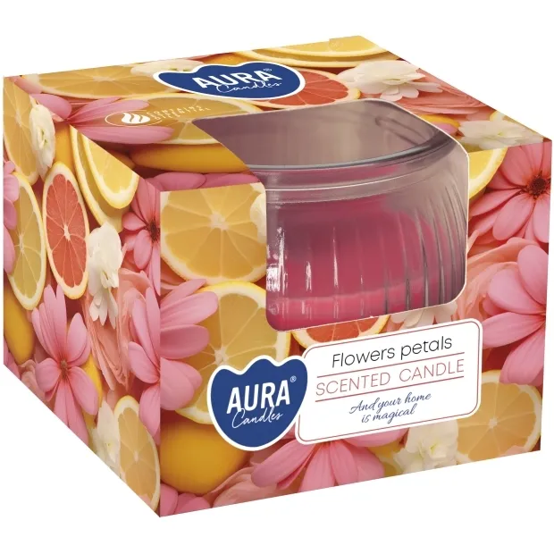 Candela profumata in bicchiere "Petali di fiori"