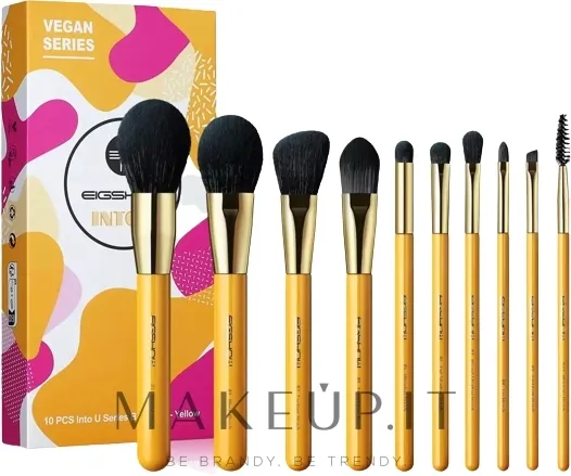 Set pennelli trucco, sintetici, 10 pz, giallo