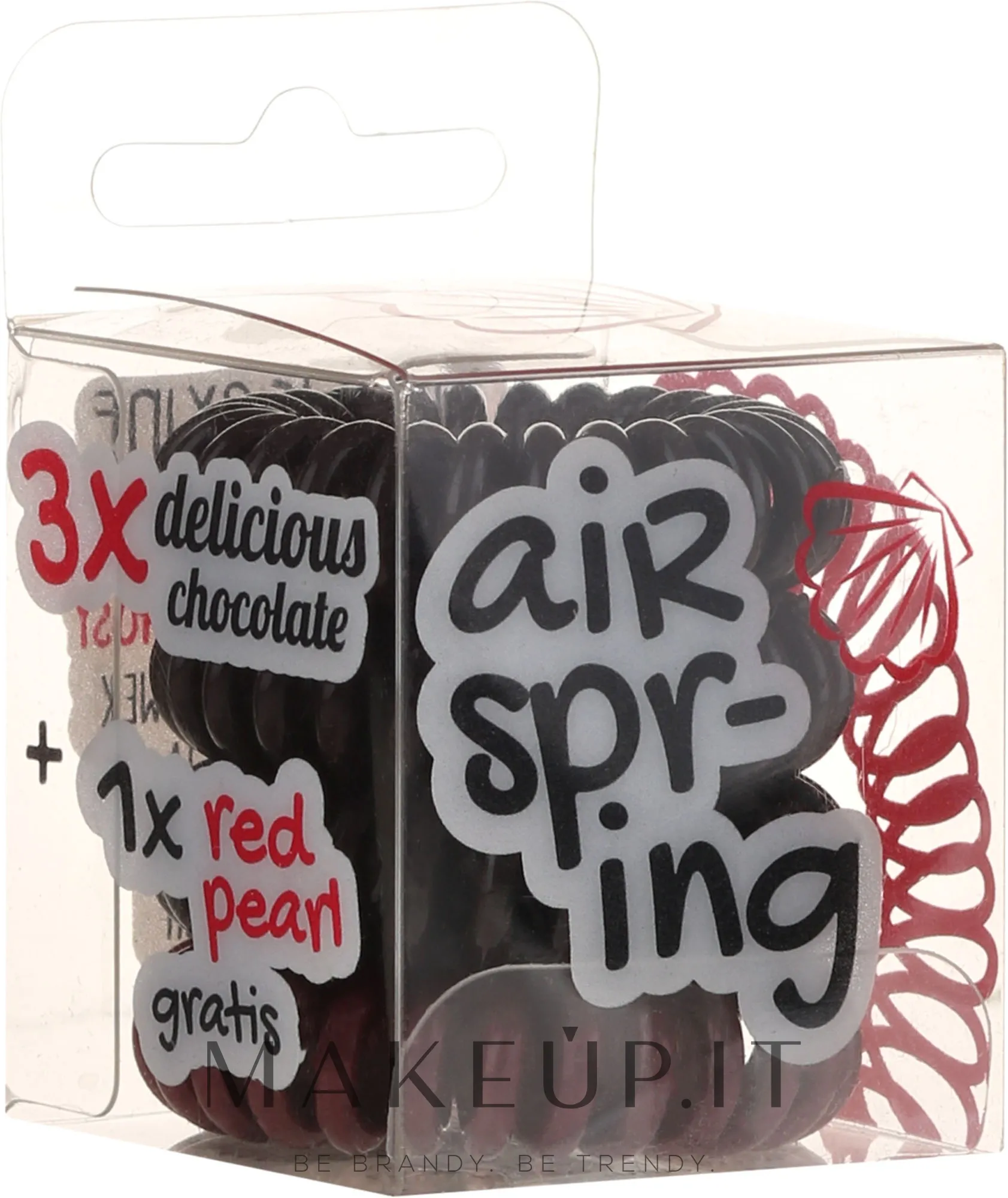 Elastici capelli, cioccolato + rosso, 4 pezzi