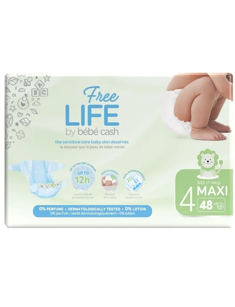 Free Life By Bebè Cash 48 Pannolini (7-18 Kg) Taglia 4
