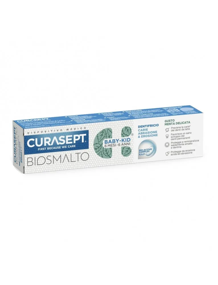 Curasept Dentifricio Biosmalto Baby Kid Menta 50Ml