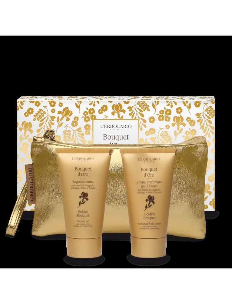 L'Erbolario Bouquet D'oro Beauty Pochette Con  Bagnoschiuma 75ml + Crema Profumata Per Il Corpo 75ml