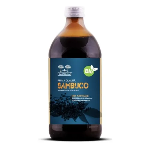 Salugea Succo di Sambuco Bio - Integratore alimentare per il sostegno del sistema immunitario - Flacone 500 ml